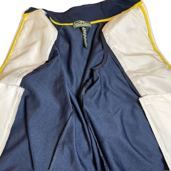 Lauren Ralph Lauren L-RL Active Vest White Puffer with Navy Stretch Back Small - Picture 4 of 7